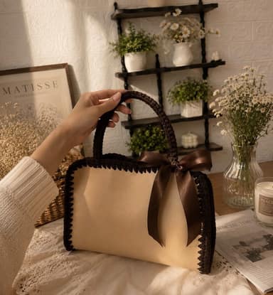 crochet leather bag