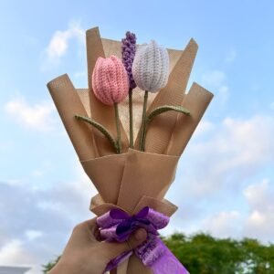 Crochet Tulips & Lavender Bouquet