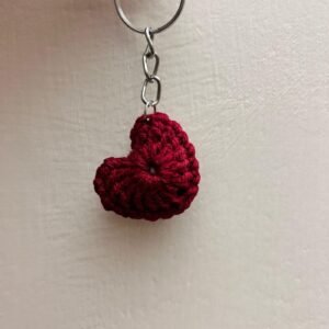 Crochet heart filled keychain
