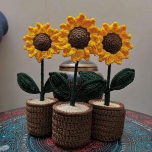 Crochet Sunflower pot